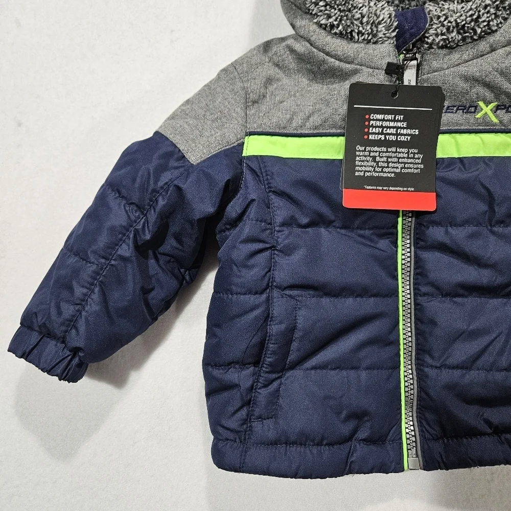 ZeroXposur Toddler Baby Boy Navy Blue 12M‎ Hooded Sherpa Lined Midweight Jacket
